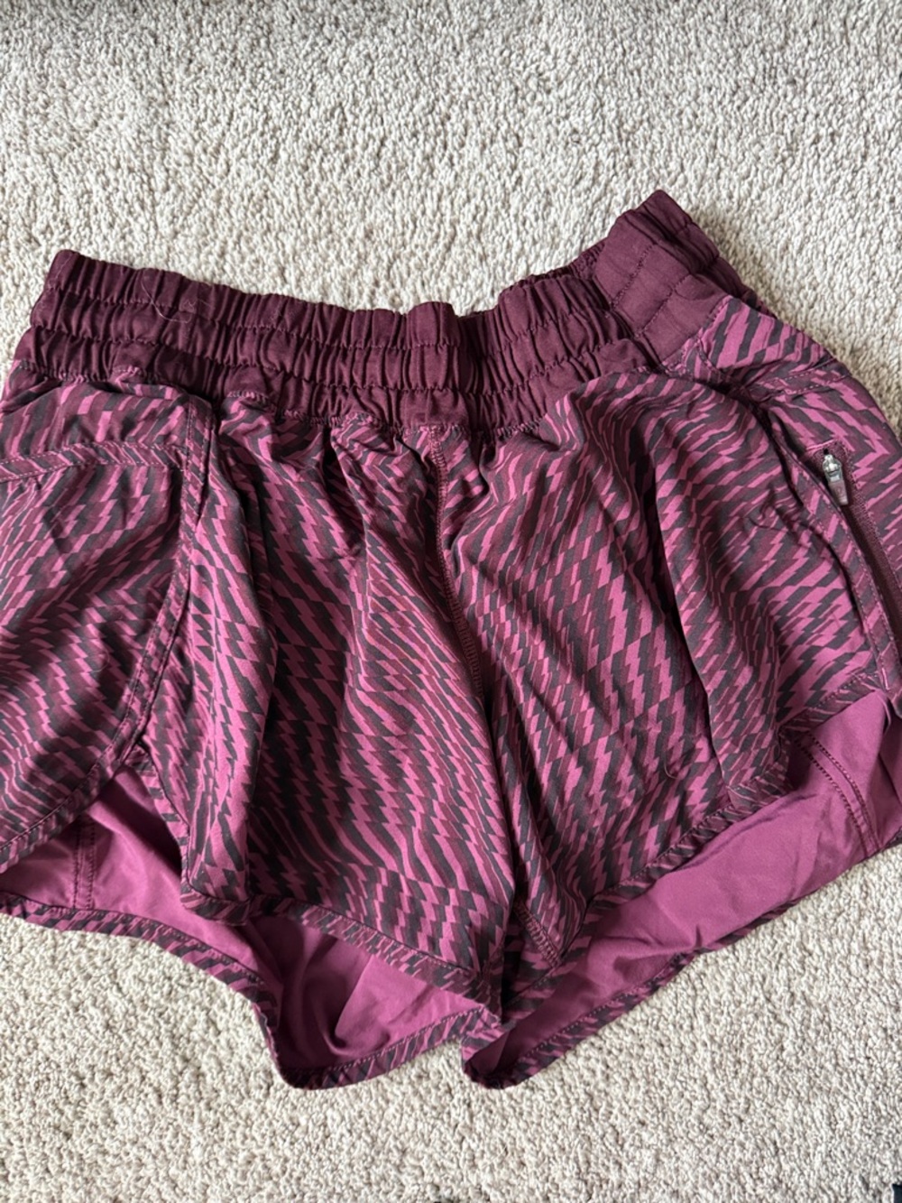 lululemon athletica Maroon Patterned Athletic Shorts